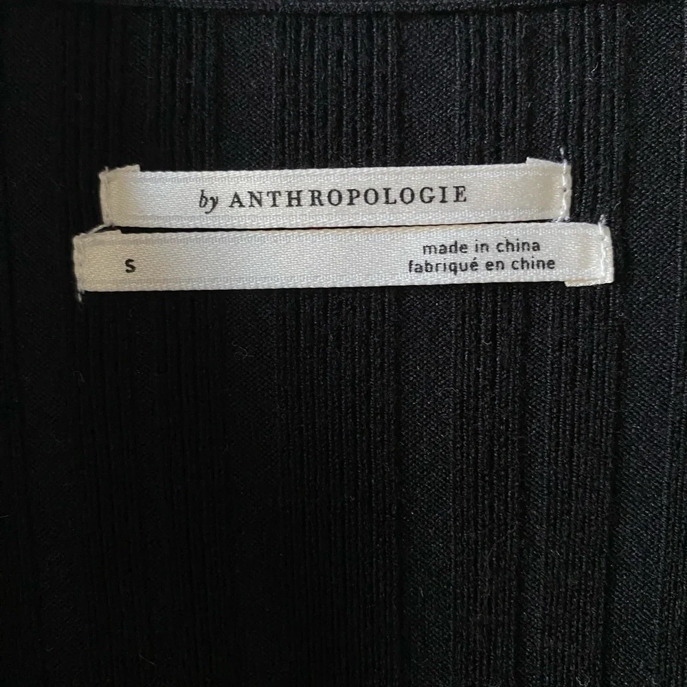 Anthropologie Knitted & Knotted Ruffle Cardigan Black/White Small - Picture 2 of 8